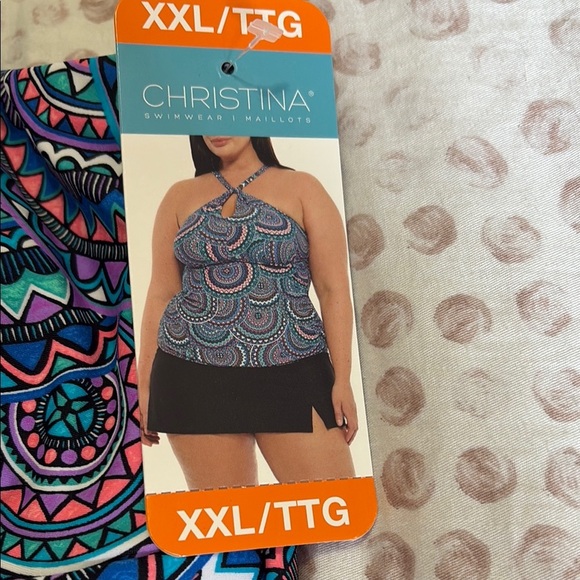 Christina Blue and Purple One Piece Swimsuit with Intricate Design - Picture 2 of 4